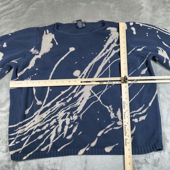 Vintage Venezia Jeans Sweater Women 22 24 Blue Paint Splatter Knit 90s Oversized - Picture 7 of 8